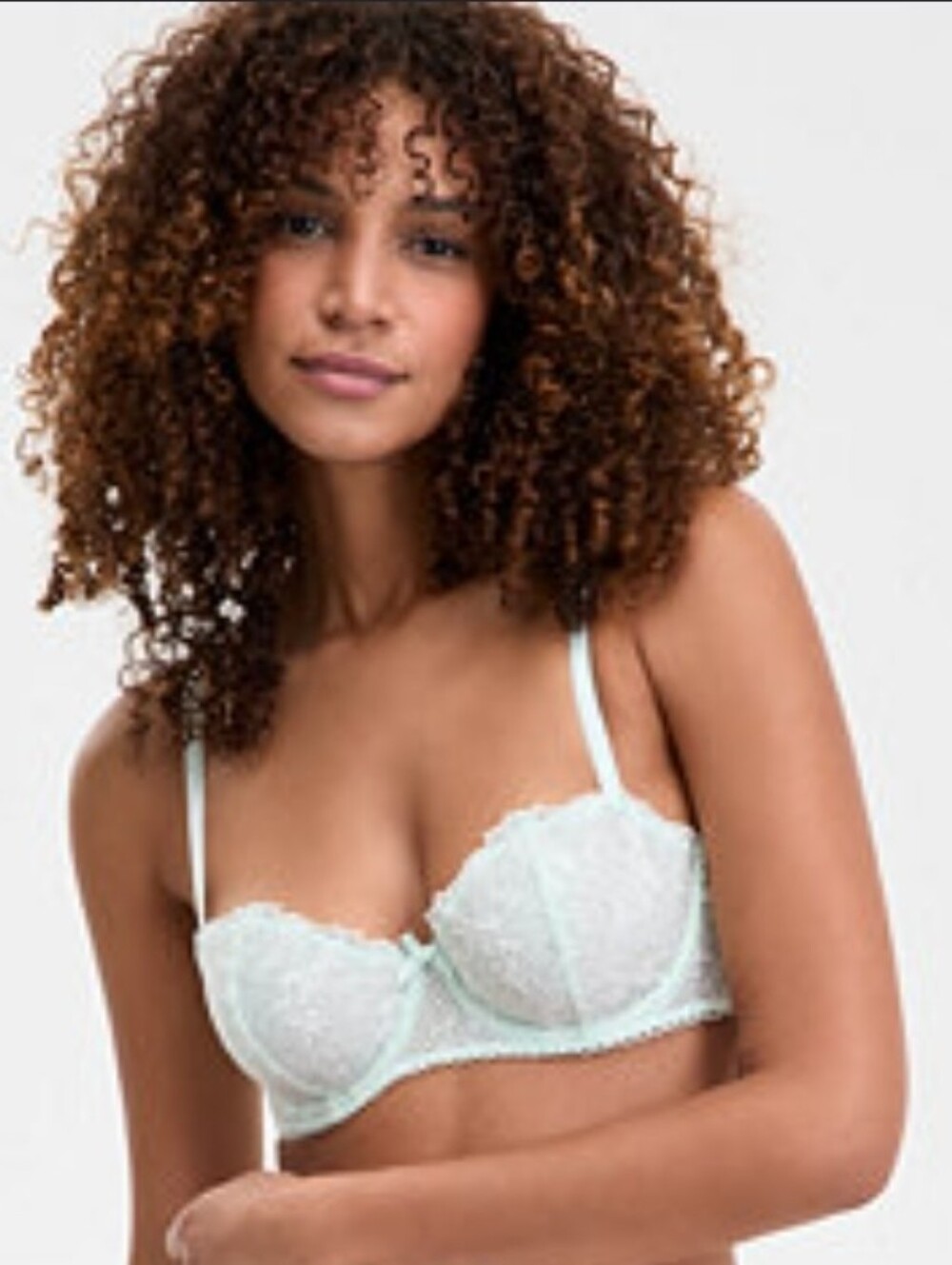 Lace Balconette Bra in Light Mint/blue - Unbranded
